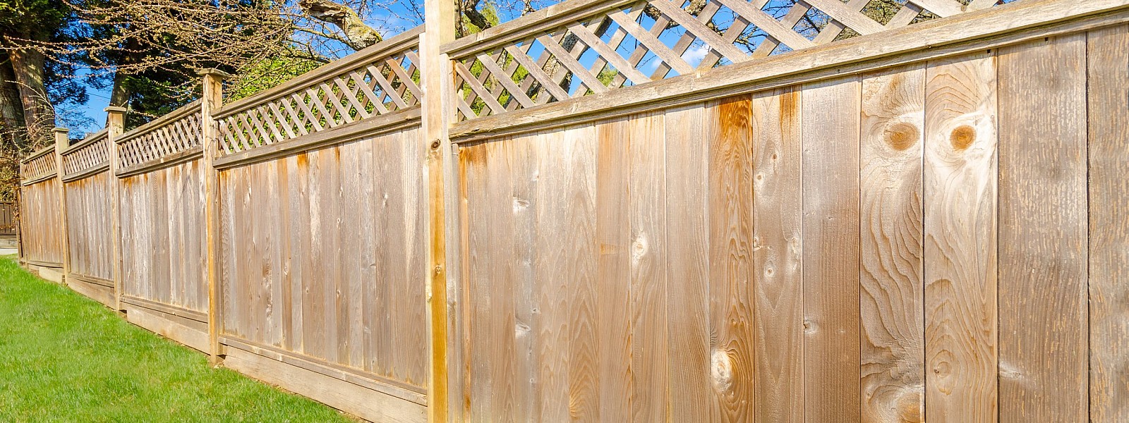 Decorative Trellis Topped Wooden Fencing::